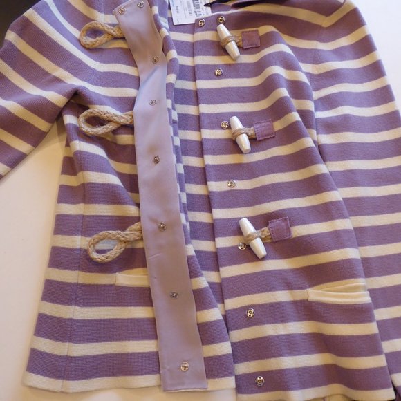 Moschino Cheap and Chic Ladies Lilac Cream Striped Knit Sweater Jacket USA SZ 10 - Picture 16 of 16